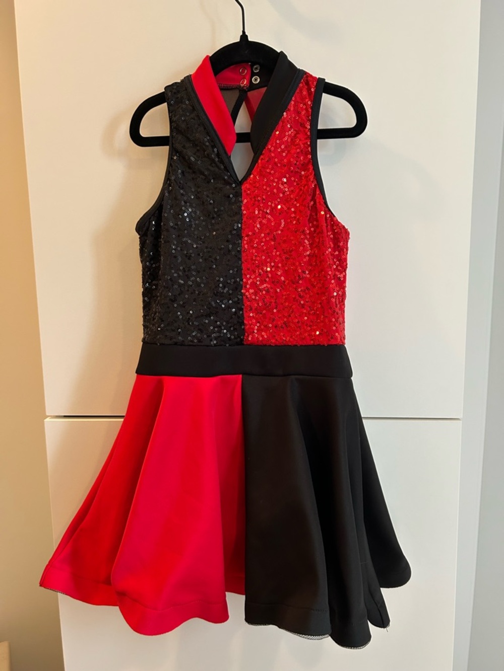 Weissman Red & Black Sequin Panel Dance Costume - MC (10/12) - Picture 3 of 15